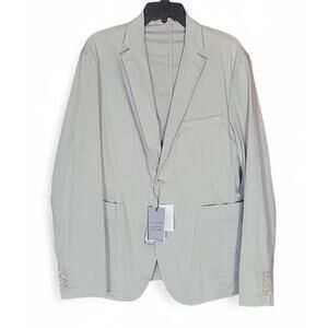 NWT C-LAB NYC Men's Garment Dyed Stretch Cotton Blazer Jacket 42R Greige/Tan
